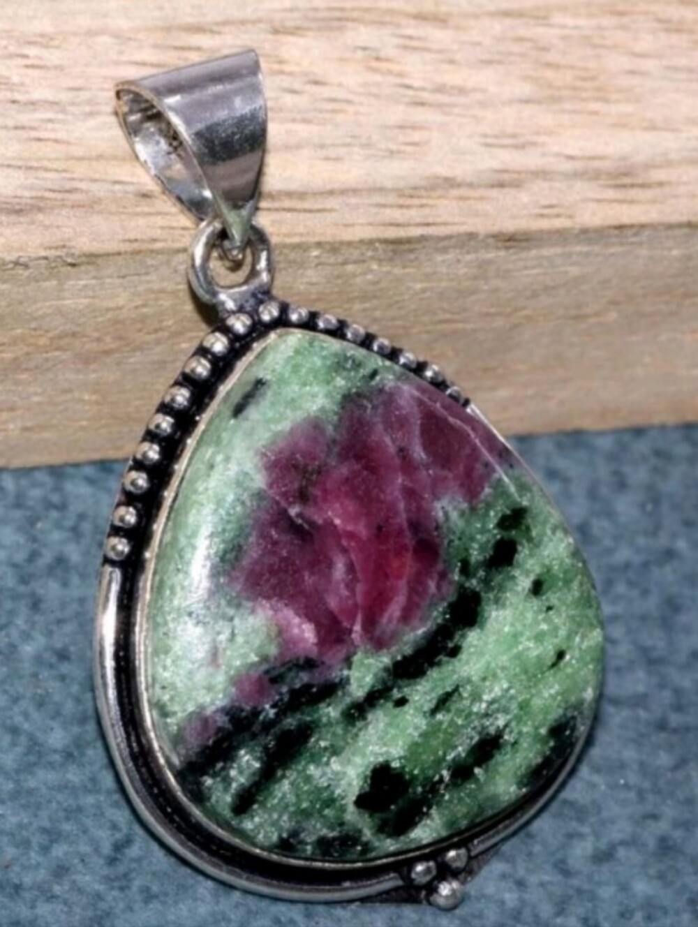 Ruby Zoisite Gemstone Jewelry 925 Sterling Silver Handmade Pendant Necklace